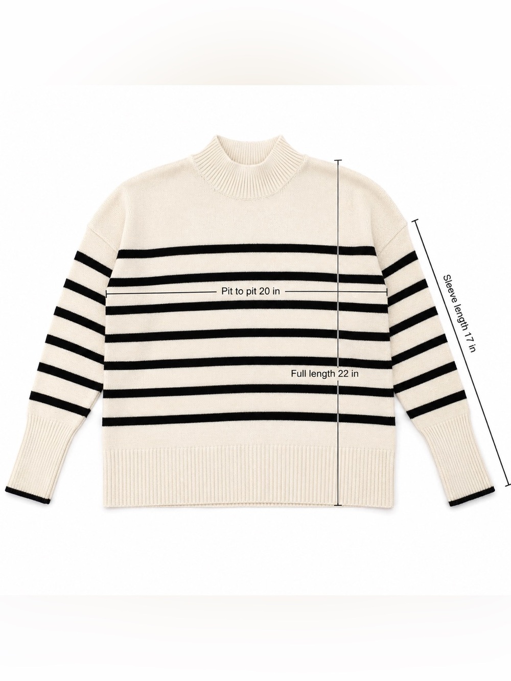 Philosophy Breton Striped Mock Crew Neck Sweater Ivory Black Soft Knit Cozycore - Picture 16 of 16